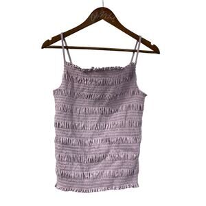 H&M Lavender Purple Scrunchy Tank Top Large Spaghetti Strap